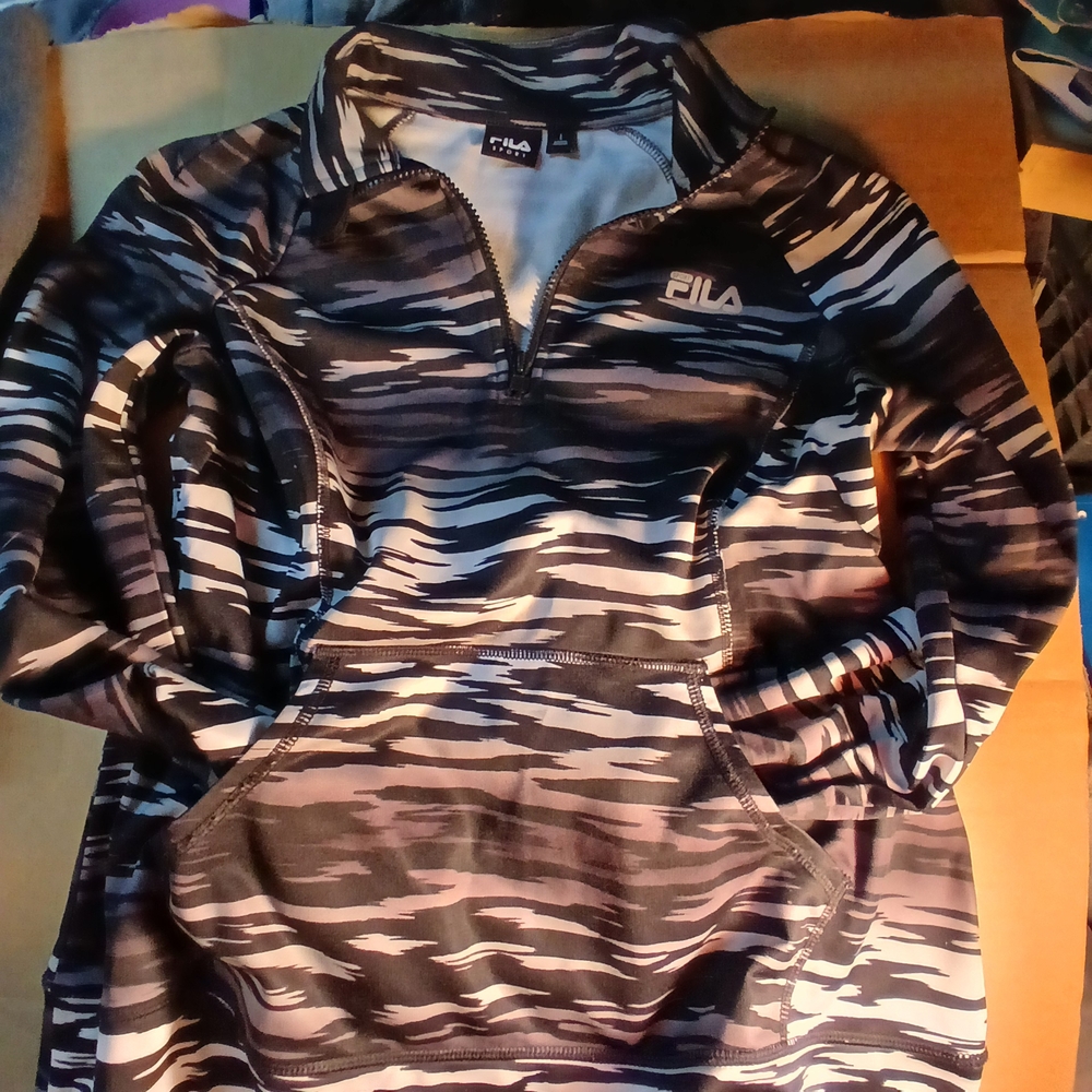 Fila Black and Gray Camouflage Pullover
